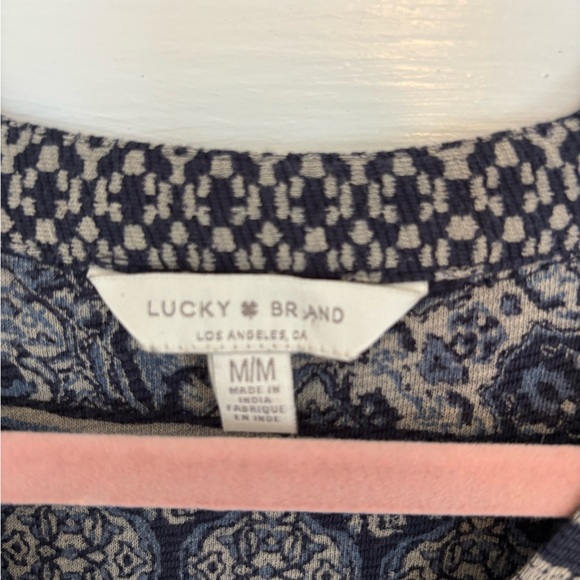 Lucky Brand Navy and White Patterned Blouse - Picture 3 of 3